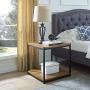 Tall Side End Table by CAFFOZ Furniture Designs |Brooklyn Series | Night Stand | Coffee Table |Storage Shelf | Sturdy | Easy Assembly | Brown Oak Wood Look Accent Furniture with Metal Frame