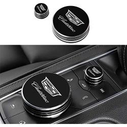 DEMILLO 2pcs Metal Modified Center Console Multimedia Control Button Knob Trims Cover Decoration for Cadillac 2019 2020 CT5/CT6/ XT4 /XT5 /XT6 (Black)