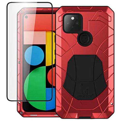Pixel 5 Metal Case with Screen Protector, Google 5 Case Heavy Duty, Feitenn Hard Cover Armor Silicone Military Rugged Bumper Shockproof Defender Rubber Men Gift Shell for Google Pixel 5 5G 2020 - Red Pixel 5 Metal Case with Screen Protector, Google 5 Case Heavy Duty, Feitenn Hard Cover Armor Silicone Military Rugged Bumper Shockproof Defender Rubber Men Gift Shell for Google Pixel 5 5G 2020 - Red