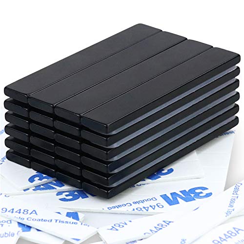 DIYMAG Strong Neodymium bar Magnets with Double-Sided Adhesive, Rare Earth Neodymium Magnet - 60 x 10 x 3 mm, Pack of 24