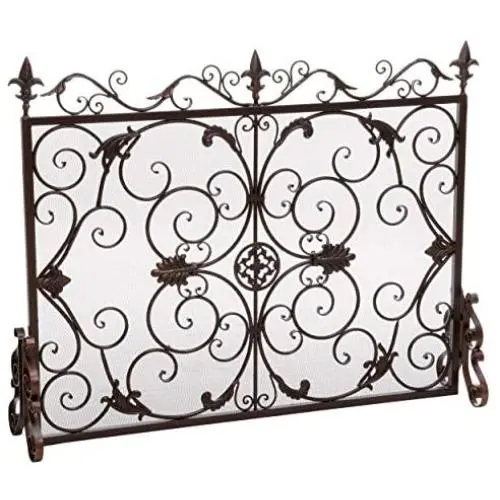 Christopher Knight Home Wilmington Fireplace Screen, Gold Flower On Black Christopher Knight Home Wilmington Fireplace Screen, Gold Flower On Black