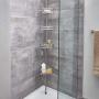 iDesign York Metal Wire Tension Rod Corner Shower Caddy, Adjustable 5-9 Pole and Baskets for Shampoo, Conditioner, Soap with Hooks for Razors, Towels, Silver