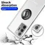 ANSIWEE Galaxy Note 20 Ultra 6.9 Inch Case, Metal Ring Kickstand Work with Magnetic Car Mount Cover Reinforced Drop Protector Bumper Clear Hard Back Cases for Samsung Galaxy Note 20 Ultra (Clear)