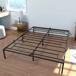 JAXPETY 14 Inch Queen Size Bed Frame Platform Metal Heavy Duty Mattress Foundation Box Spring Replacement w/Steel Base and Under-Bed Storage Bedroom, Black