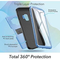 YOUMAKER Galaxy S9 Case,Metallic Blue with Built-in Screen Protector Heavy Duty Protection Shockproof Slim Fit Full Body Case Cover for Samsung Galaxy S9 5.8 inch - Blue/Black