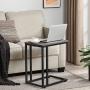 VASAGLE Industrial Side Table, End Table for Coffee Laptop Tablet, Mobile Table with Rolling Casters, Steel Frame, for Living Room, Bedroom, Charcoal Gray and Black ULNT050B04
