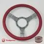 14'' Gun Metal Billet Steering Wheel Half Wrap with Horn Button-Burgundy 14'' Gun Metal Billet Steering Wheel Half Wrap with Horn Button-Burgundy