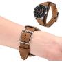 Leotop Compatible with Samsung Galaxy Watch 42mm/Galaxy Watch 3 41mm/Active 40mm/Active 2 40mm 44mm/Gear S2 Classic Bands 20mm Replacement Genuine Leather Cuff Strap with Metal Buckle Men Women(Brown)
