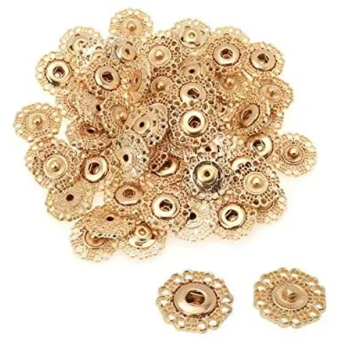 Semetall 30 Sets Snowflake Shape Sew-on Snap Buttons,Metal Snaps Fasteners Buttons for Sewing Clothing,0.7''(18mm) Diameter(Golden) Semetall 30 Sets Snowflake Shape Sew-on Snap Buttons,Metal Snaps Fasteners Buttons for Sewing Clothing,0.7''(18mm) Diameter(Golden)