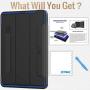 SEYMAC stock Case for iPad Pro 12.9 2020, Protective for iPad Pro 12.9 Smart Cover with Auto Sleep Wake [Clear Back] Stand and [Screen Protector] Feature for iPad Pro 12.9 Inch 4th Gen (Black/Blue)
