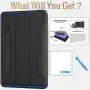 SEYMAC stock Case for iPad Pro 12.9 2020, Protective for iPad Pro 12.9 Smart Cover with Auto Sleep Wake [Clear Back] Stand and [Screen Protector] Feature for iPad Pro 12.9 Inch 4th Gen (Black/Blue)