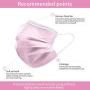 Pink Face Mask, Pink Disposable Face Mask, Disposable Masks Pink, Daily Protection Mask with Filter Layer and Knitted Earloops Pink Face Masks (Pack of 50)