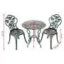 Giantex 3 Piece Bistro Set Cast Rose Design Antique Outdoor Patio Furniture Weather Resistant Garden Round Table and Chairs w/Umbrella Hole (Rose Design)