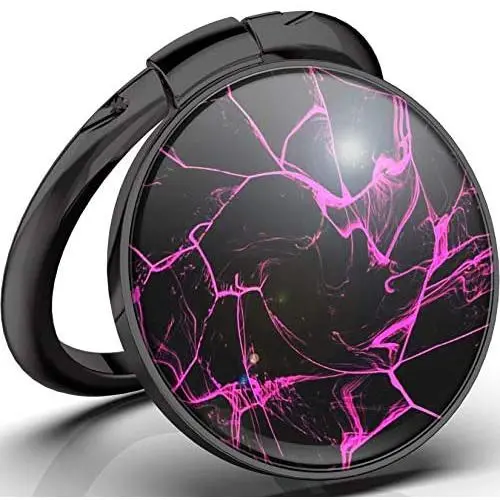 Allengel Marble Cell Phone Ring Holder Finger Ring Kickstand Metal Finger Ring Grip Holder for Magnetic Car Mount Compatible with All Smartphone(Black)