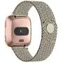 POY Bands Compatible for Fitbit Versa 2/Fitbit Versa/Fitbit Versa Lite for Women Men, Metal Stainless Steel Mesh Loop Replacement Strap for Versa,Champagne Small