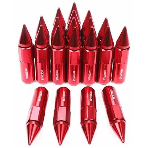 MOSTPLUS 60mm M12X1.5 Racing Wheel Spiked Lug Nuts Extended Pack of 20 (Red)