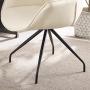 Volans Modern Mid Back Faux Leather Upholstery Home Office Chair with Armrest, No Casters in Black Metal Legs Desk Chair, Matte Off White