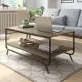 HOMECHO Industrial Coffee Table, 2-Tier Wood and Metal Rustic Cocktail Table with Storage Shelf, for Living Room Office, Easy Assembly, Brown 43 inch HOMECHO Industrial Coffee Table, 2-Tier Wood and Metal Rustic Cocktail Table with Storage Shelf, for Living Room Office, Easy Assembly, Brown 43 inch
