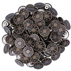 I-MART 50 Sets Metal Jeans Buttons Tack Snap Button Replacement Kit with Rivets (Bronze)