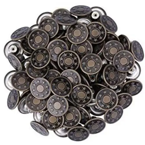 I-MART 50 Sets Metal Jeans Buttons Tack Snap Button Replacement Kit with Rivets (Bronze) I-MART 50 Sets Metal Jeans Buttons Tack Snap Button Replacement Kit with Rivets (Bronze)