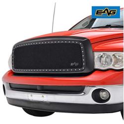 EAG Rivet Studded Frame Black Stainless Steel Wire Mesh Packaged Grille Fit for 02-05 Dodge Ram 1500/03-05 Dodge Ram 2500/3500