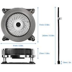 CPU Cooler 1U Low Profile CPU Cooling Fan Full Copper & Aluminum Structure 60 mm PWM Fan & 4-Pin Connector, Slim 27mm Height Saves Internal Space 13dBA Silent Noise Level High End 2 Ball Bearing