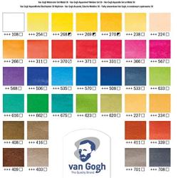 Van Gogh Watercolor Paint Set, Metal Tin, 36-Half Pan