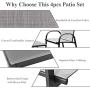 Tangkula 4 Piece Patio Furniture Outdoor Sofa Garden Lawn Sectional Conversation Set Outdoor Garden Poolside Glass Top Tea Coffee Table and Chairs with Smooth Armrest (Gray)