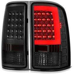 VIPMOTOZ Neon Tube LED Tail Light Lamp Assembly For 2007-2013 GMC Sierra 1500 2500HD 3500HD - Metallic Chrome Housing, Smoke Lens, Driver and Passenger Side