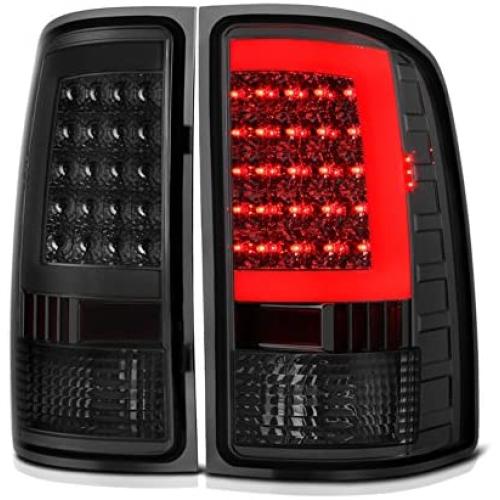 VIPMOTOZ Neon Tube LED Tail Light Lamp Assembly For 2007-2013 GMC Sierra 1500 2500HD 3500HD - Metallic Chrome Housing, Smoke Lens, Driver and Passenger Side
