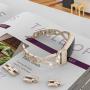 Wearlizer Compatible with Fitbit Charge 3 / Charge 4 Bands for Women Metal Replacement Charge 3 hr Band Strap with Bling Rhinestone Bracelet Bangle for Fitbit Charge 4 Special Edition - Champagne Gold