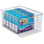 mDesign Farmhouse Decor Metal Wire Food Storage Organizer Bin Basket with Handles - for Kitchen Cabinets, Pantry, Bathroom, Laundry Room, Closets, Garage - 12'' x 9'' x 6'' - 4 Pack - Chrome