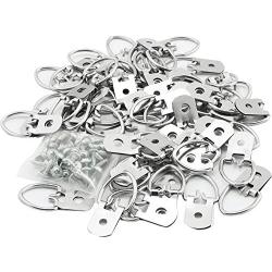 Youliang 50pcs Photo Frame Hook Silver Coarse Wire Single Hole Sling Picture Hangers Heavy Duty with Screws