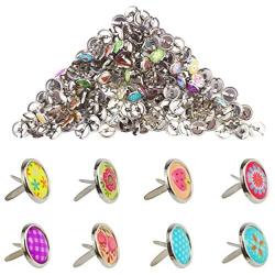 Yexpress 100 Pieces 12mm Mixed Mini Brads Round Paper Fasteners Brass Pastel Metal Brads for Scrapbooking Crafts DIY Paper