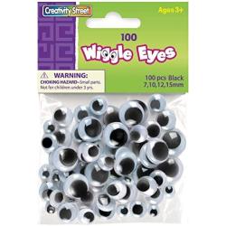 Creativity Street Wiggle Eyes Assorted Sizes, Black, 100-Piece (CKC344602)