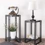 FIVEGIVEN Small Side End Table Wood Metal Accent Plant Table Faux Marble Top Black Modern 21.7 Inch