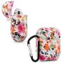 Baaletc Silicone Protective Cover Case Metal Keychain Apple AirPods(Floral Design)