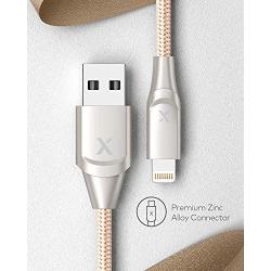 Xcentz iPhone Charger 3ft, MFi Certified Lightning Cable iPhone Charger Cable Metal Connector, Durable Braided Nylon High-Speed Charging Cord for iPhone 11/X/XS Max/XR/8 Plus/7/6/5, iPad, Gold