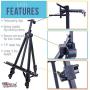 U.S. Art Supply 72'' Sturdy Black Aluminum Tripod Artist Field and Display Easel Stand (Pack of 4) - Adjustable Height 25'' to 6 Feet, Holds 52'' Canvas - Floor and Tabletop Displaying - Portable Bag