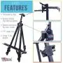 U.S. Art Supply 72'' Sturdy Black Aluminum Tripod Artist Field and Display Easel Stand (Pack of 4) - Adjustable Height 25'' to 6 Feet, Holds 52'' Canvas - Floor and Tabletop Displaying - Portable Bag U.S. Art Supply 72'' Sturdy Black Aluminum Tripod Artist Field and Display Easel Stand (Pack of 4) - Adjustable Height 25'' to 6 Feet, Holds 52'' Canvas - Floor and Tabletop Displaying - Portable Bag