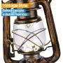 Vintage LED Hurricane Lantern with Dimmer Switch and 15 LEDs, Warm White Electric Kerosene Lamp Battery Operated, Hand-Painted Gold Metal Hanging Lantern for Indoors and Outdoor
