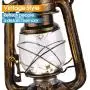 Vintage LED Hurricane Lantern with Dimmer Switch and 15 LEDs, Warm White Electric Kerosene Lamp Battery Operated, Hand-Painted Gold Metal Hanging Lantern for Indoors and Outdoor