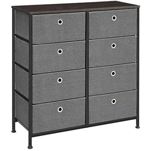 SONGMICS 4-Tier Wide Drawer Dresser, Storage Unit with 8 Easy Pull Fabric Drawers and Metal Frame, Wooden Tabletop for Closets, Nursery, Dorm Room, Hallway, 31.5 x 11.8 x 32.1 Inches, Gray ULTS24G SONGMICS 4-Tier Wide Drawer Dresser, Storage Unit with 8 Easy Pull Fabric Drawers and Metal Frame, Wooden Tabletop for Closets, Nursery, Dorm Room, Hallway, 31.5 x 11.8 x 32.1 Inches, Gray ULTS24G