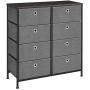 SONGMICS 4-Tier Wide Drawer Dresser, Storage Unit with 8 Easy Pull Fabric Drawers and Metal Frame, Wooden Tabletop for Closets, Nursery, Dorm Room, Hallway, 31.5 x 11.8 x 32.1 Inches, Gray ULTS24G