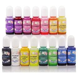 LETS RESIN Epoxy Resin Dye,15 Colors Translucent Epoxy Resin Pigment,Liquid Resin Color Pigment Each 0.35oz,Concentrated Resin Paint,Resin Colorant for Epoxy Resin,Resin Molds,Jewelry Art Crafts