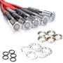 Amotor LED Indicator Light, Instrument Cluster Waterproof and Explosion-proof 5/16'' 8mm 12V Metal Signal Light with Cable 5PCS(White)