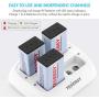Tenergy TN136 Smart 4 Bay 9V Charger with 4 Pieces Tenergy 9V NiMH 250mah Rechargeable Batteries