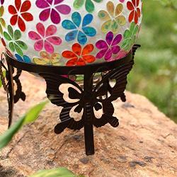 Topadorn Gazing Ball Stand Garden Hardware Metal Stand with Butterfly Adorned for 10-Inch or 12-Inch Gazing Globes