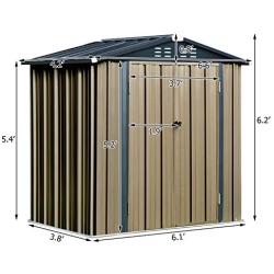 6 x 4 Storage Sheds Outdoor, Tool Sheds for Home Yard Patio Backyard Deck, Metal Garden Shed with Padlock, Dark Grey