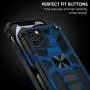Saputu Compatible with iPhone 12 Pro Max Case, | Military Grade | Invisible Built-in Kickstand and Metal Plate, Anti-Scratch Shockproof Bumper Drop Tested Protective Cover (Blue)
